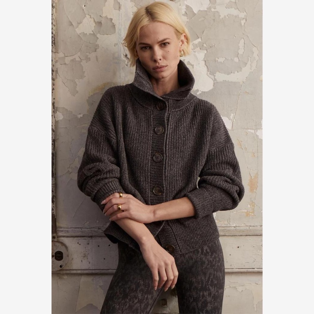 Varley Elwood Gray Button-Up Sweater